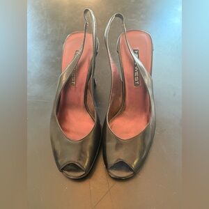 Nine West Black Peep-Toe Slingback Heels – Size 6.5M